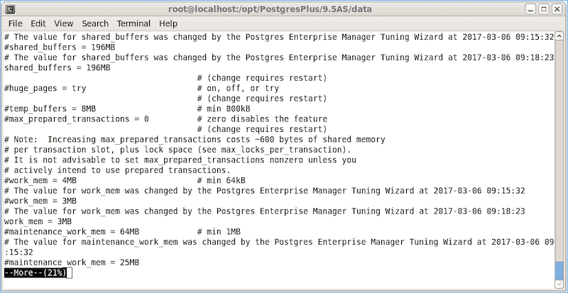 Confirming a change in the postgresql.conf file